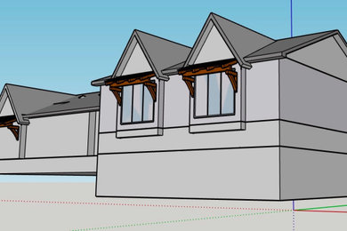 Transitional gray wood exterior home idea in Birmingham with a shingle roof