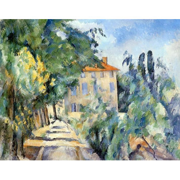 Paul Cezanne A House With Red Roof, 21"x28" Wall Decal