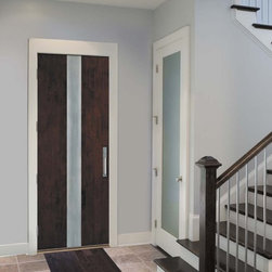 Jeld-Wen W02M Alder Door Dark Cherry Finish Steel Metallic Inlay - Interior Doors