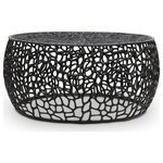 Meridian Furniture - Priya Aluminum Coffee Table, Black, Coffee Table - Bring modern elegance and up-to-the-minute sophistication home when you grab this Priya black coffee table for your living room or family room. An intricate maze of woven aluminum, this table instantly grabs the eye from all angles. A perfect addition in front of a sectional or couch, this table's ample size gives it limitless possibilities - from display space and room for holding drinks to nearly 3 feet of room for setting up a Monopoly or Scrabble board on family game night.