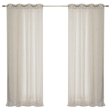 Faux Linen Blend Curtain Panel, Set of 2, Flax, 52"w X 96"l