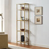 Crosley Furniture Aimee 4 Shelf Narrow Glass/Metal Etagere in Antique Gold