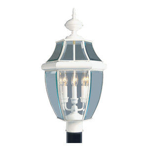 Livex Lighting 2264-91 Outdoor Post with Clear Beveled Glass Shades Brushed Nickel
