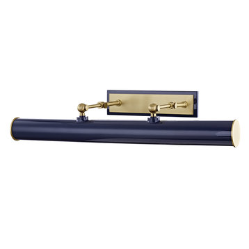 Holly 3-Light Picture Light With Plug, Aged Brass/Navy
