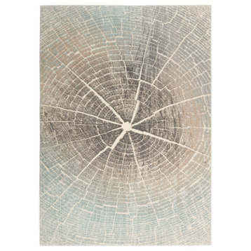 Nourison Soma Modern and Contemporary Abstract Teal Grey Ivory Area Rug