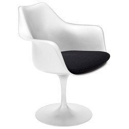 Armchairs And Accent Chairs Knoll Tulip Armchair, White Base, Chroma Onyx Fabric