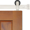 Prefinished Interior Knotty Alder 2 Panel V-Groove Barn Door, Stainless