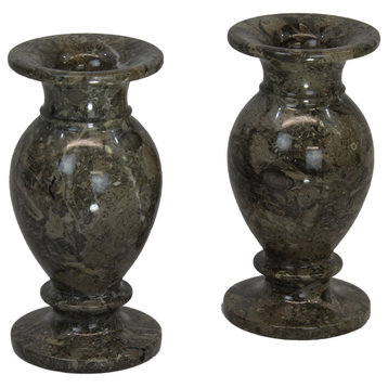 Natural Geo Decorative Marble Gray 6" Table Vase Set of 2
