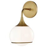 Hudson Valley Lighting - Reese 1-Light Wall Sconce, Aged Brass - With a shade encompassing another shade within it, Reese spins a glossy beauty. The metal rim on the outer shade and the peeking-out inner shade are a couple details contributing to its elegance.