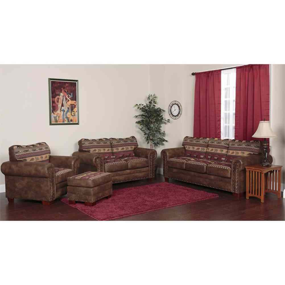 American Furniture Classics Sierra Lodge 4-piece Microfiber Sofa Set in Brown