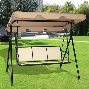 Costway 3 Person Outdoor Patio Swing Canopy Awning Yard Furniture Hammock Steel