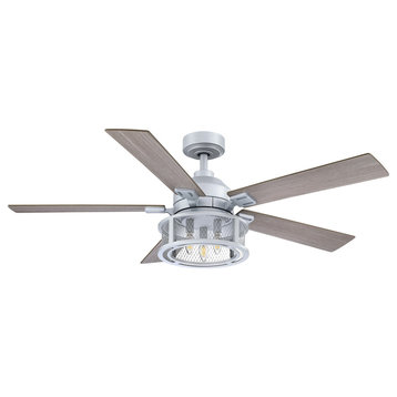 52 in Mesh Metal Ceiling Fan With Remote Control, Silver