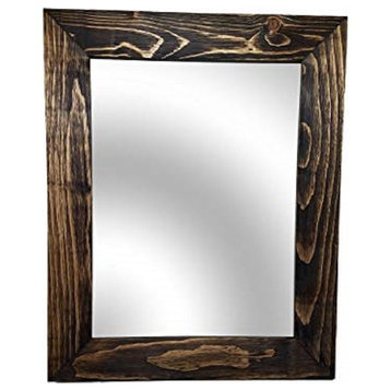 Shiplap Style Vanity Mirror, Dark Walnut, 36" X 30", Vertical