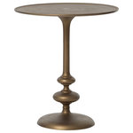 Four Hands - Marlow Matchstick Pedestal Table-Matte B - An elegant accent. Textural cast aluminum finished in matte brass adds depth to the pedestal table. Sized to nestle beside a sofa or between two chairs.