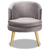 Baptiste Glam and Luxe Grey Velvet Fabric Upholstered and Gold Finished Wood...
