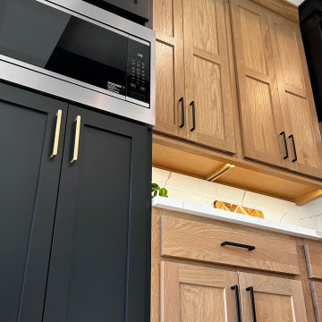 White Oak and Black Split Foyer Modern Kitchen