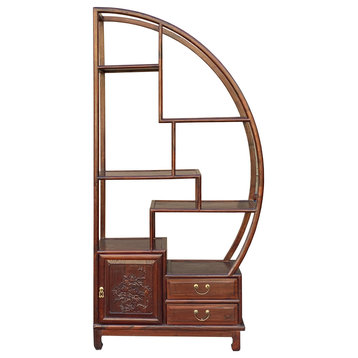 Chinese Brown Half-Round Shape Display Curio Cabinet Room Divider Hcs7562