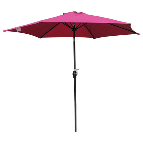 9' Outdoor Patio Market Umbrella With Push Button Tilt and Crank, Burgundy