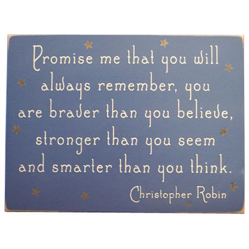 Promise Me That You Will Always Remember Wooden Sign, Light Blue, 9x12x.5