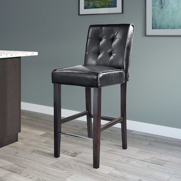 CorLiving Antonio Bar Height Barstool in Black Bonded Leather