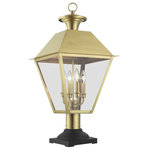 Livex Lighting - Wentworth 4 Light Natural Brass Outdoor Extra Large Post Top Lantern - With its appealing natural brass finish and clear glass, the stunning Mansfield collection will make an elegant addition to any outdoor space. Formed from solid brass & traditionally inspired, this four-light outdoor extra-large post top lantern is complimentary to almost any home exterior. Combining superb craftsmanship and affordable price, this fixture is sure to be a timeless addition to your home.