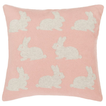 Bunny Hop Knit Pillow - Blossom, Vanilla Gray