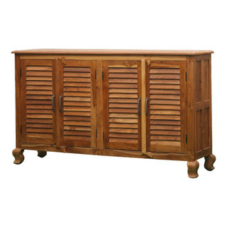 Portage Rustic Solid Wood Shutter Doors Large Sideboard Cabinet -  Traditional - Buffets And Sideboards - by Sierra Living Concepts Inc