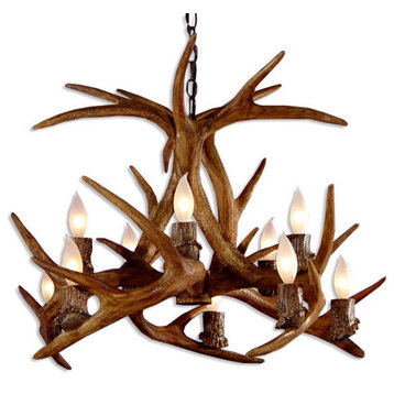 Reproduction Antler Whitetail Inverted Chandelier Light, RS-3