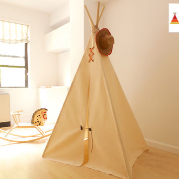 Unbleached Canvas Teepee Play Tent in Kids Room
