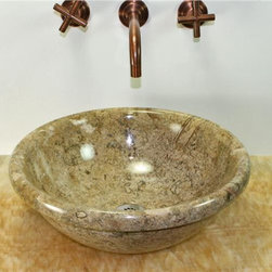 SoLuna - SoLuna Oceanic Fossil Stone Sink Basin Round Rim - Bathroom Sinks