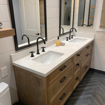 Bathroom Vanity Custom Wire Brushed White Oak