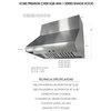 KOBE CH0042SQB-1W 450 - 1100 CFM 42"W Stainless Steel Wall - Stainless Steel