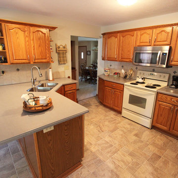 Gray Corian Countertop and Gray Tile Backsplash ~ Wadsworth, OH