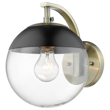 Dixon 1 Light Sconce In Aged Brass With Clear Glass (3219-1W AB-BLK)
