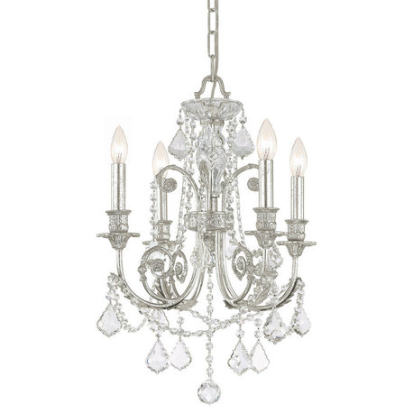 Regis 4 Light Clear Spectra Crystal Silver Mini Chandelier