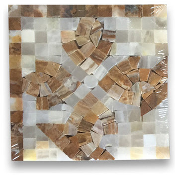 Marble Mosaic Border Decorative Tile Clover Onyx 4.7x4.7 Polished, 1 piece
