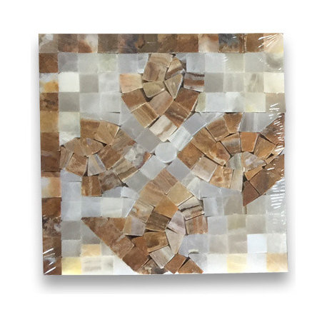 Marble Mosaic Border Decorative Tile Clover Onyx 4.7x4.7 Polished, 1 piece