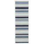 Jaipur - Jaipur Living Salada Stripe Blue/White Area Rug, 2'6"x8' Runner - This classic dhurrie-style area rug features navy, white, and blue ticking stripes, perfect for a transitional space. Constructed of durable wool, this casually elegant flatweave layer offers reversible use and an easy-to-clean quality.