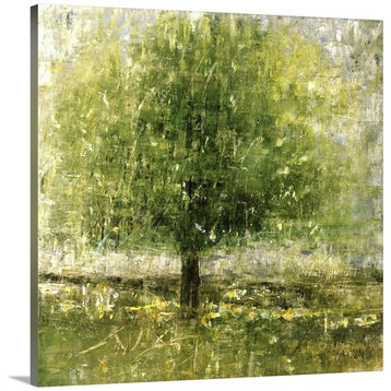 Green Lit Tree Wrapped Canvas Art Print, 12"x12"x1.5"