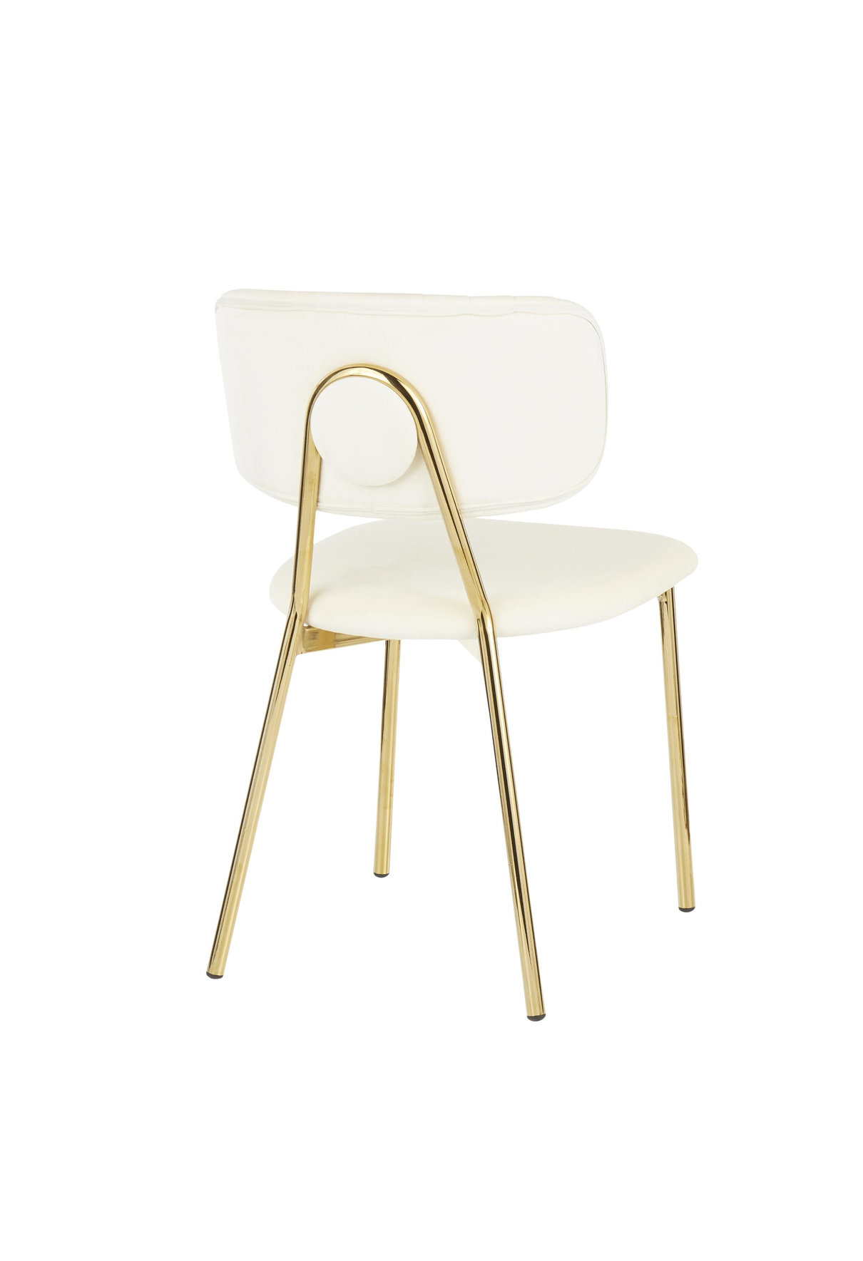 Bouton Contemporary/Glam Chair in Gold Metal and Cream Velvet, Set of 2