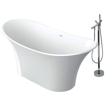 Transolid Anais 60"x30"x24" Freestanding Tub and Faucet Kit, White