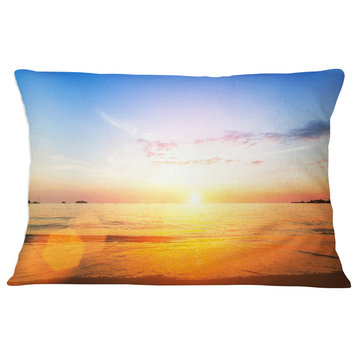 Beautiful Sunset over Yellow Waters Modern Beach Throw Pillow, 12"x20"