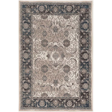 Linon Vintage Isfahan Power Loomed Microfiber Polyester 2'x10' Rug in Gray
