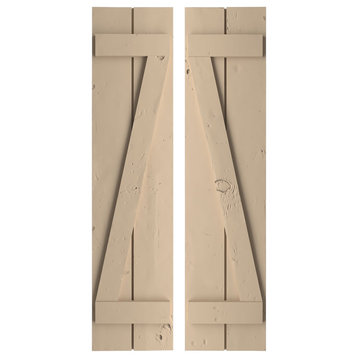 Rustic 2 Board Spaced B-N-B Faux Wood Shutters, Knotty Pine, 11.5x46"