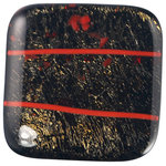 Glass Storm Studios - Golden Ruby Handmade Knob - Knobs measure approximately 1.25" square and pulls measure approximately .75" x 4.25" with a 3" center to center. Hardware has a brushed nickel finish and uses a standard 8-32 screw.