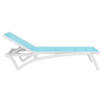 Compamia Pacific Sling Set of 2 Chaise Lounge With White Frame, Turquoise
