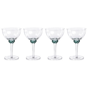 Cambrai 4-Piece Martini / Cocktail Optic Glass Set, Sea Green