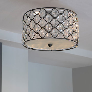 Claire Crystal and Steel Framework 3-Light Drum Flush Mount