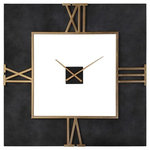 Uttermost - Uttermost 06448 Mudita - 39.75" Square Wall Clock - Wall Clock Featuring Textured Black Concrete With Lightly Antiqued Gold Leaf Accents. Quartz Movement Ensures Accurate Timekeeping. Requires One "AA" Battery.   Grace FeyockMudita 39.75"  Square Wall Clock Textured Black/Antiqued Gold Leaf *UL Approved: YES *Energy Star Qualified: n/a  *ADA Certified: n/a  *Number of Lights:   *Bulb Included:No *Bulb Type:No *Finish Type:Textured Black/Antiqued Gold Leaf