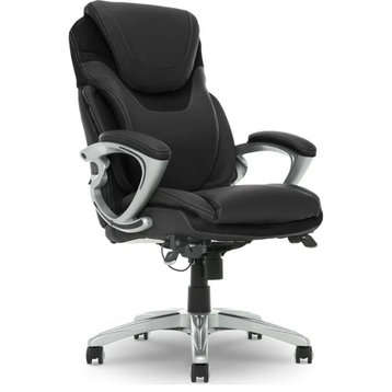 Ergonomic Office Chair, PU Leather Seat & Back With Air Lumbar Technology, Black
